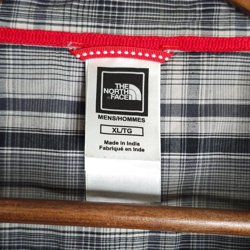 The North Face Shirt Mens XXL Grey Plaid Short Sleeve Pearl Snap Button Hiking